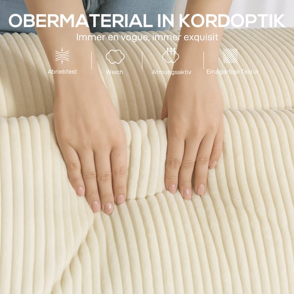 Sofa, 3-personers, 202x90x76 cm, Beige, Fløjlsbetræk