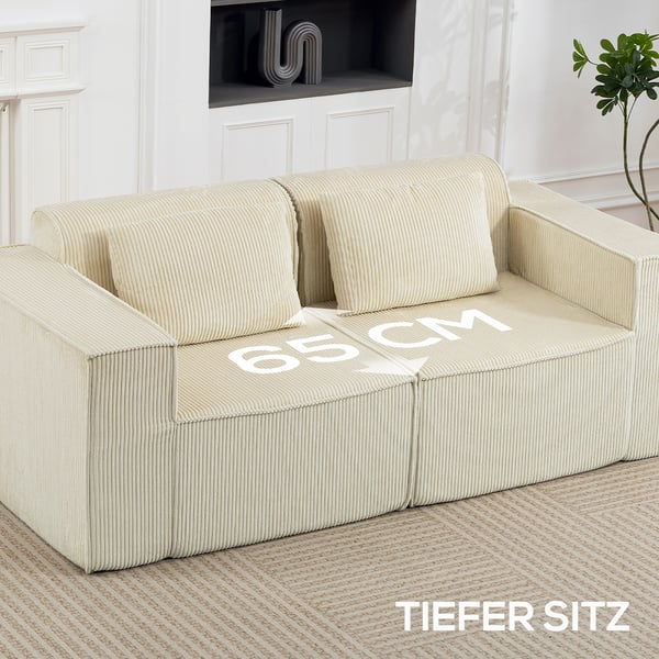 Sofa, 3-personers, 202x90x76 cm, Beige, Fløjlsbetræk