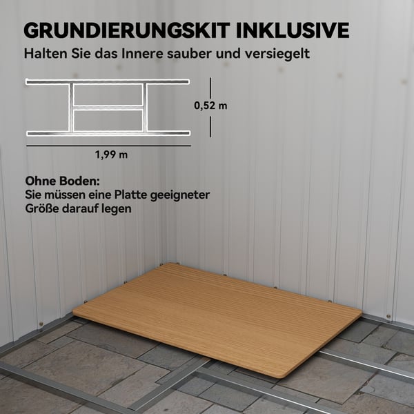 Redskabsskur, 213x130x172 cm, Mørkegrå, Galvaniseret stål