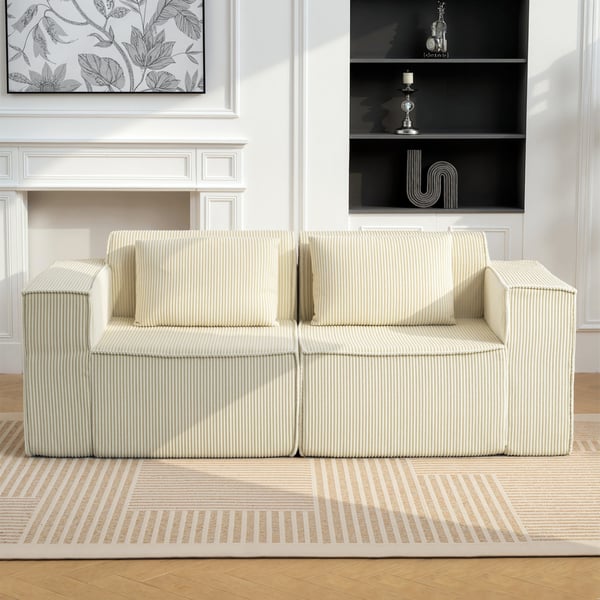 Sofa, 3-personers, 202x90x76 cm, Beige, Fløjlsbetræk