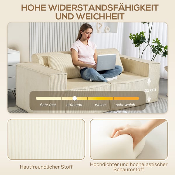 Sofa, 3-personers, 202x90x76 cm, Beige, Fløjlsbetræk