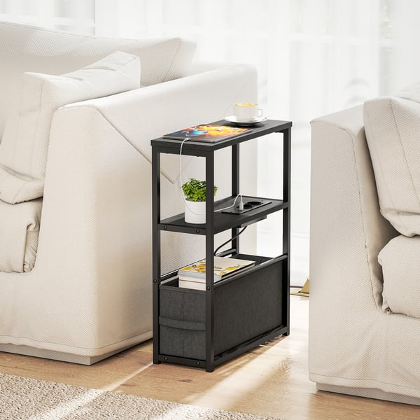 Sidebord, 45x18x60,2 cm, Sort, Opbevaring