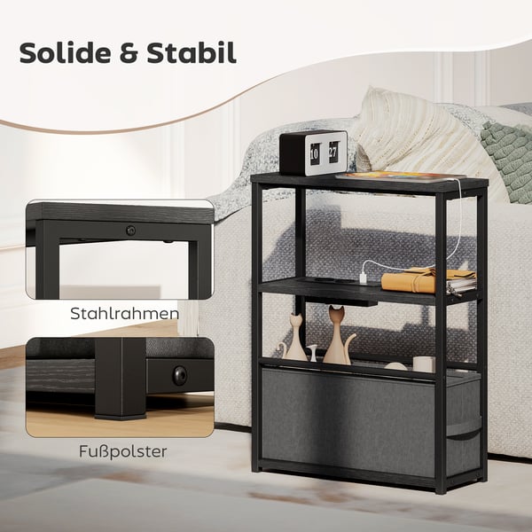 Sidebord, 45x18x60,2 cm, Sort, Opbevaring