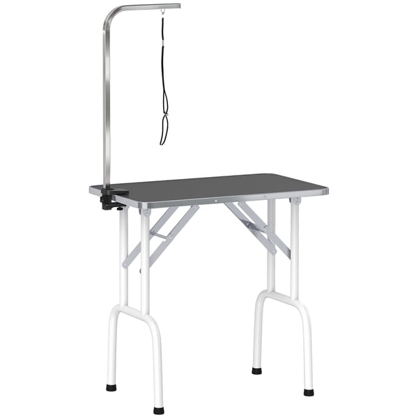 Groomingbord 81x48,5x80 cm, sort, stål, sammenklappelig