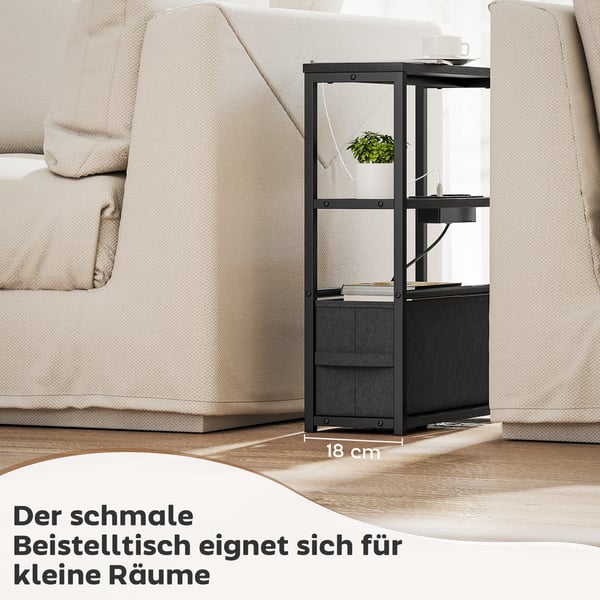 Sidebord, 45x18x60,2 cm, Sort, Opbevaring