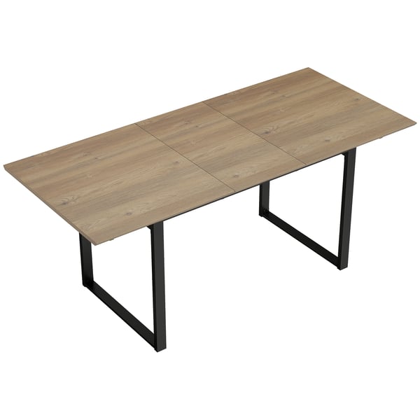 Matbord, Utdragbart, 140x80x75 cm, Naturligt trä och svart, stål
