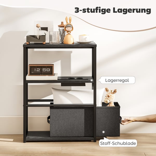 Sidebord, 45x18x60,2 cm, Sort, Opbevaring