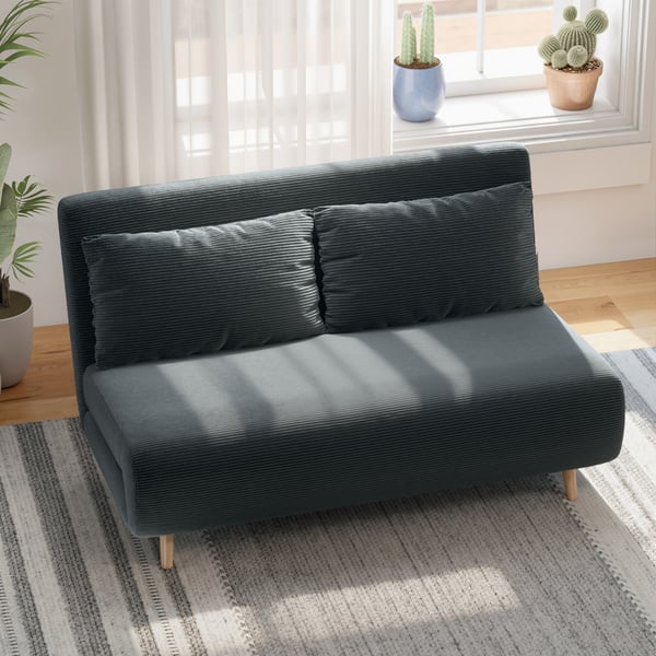 Sovesofa, 141x90x81 cm, Mørkegrå, Fløjlsstof