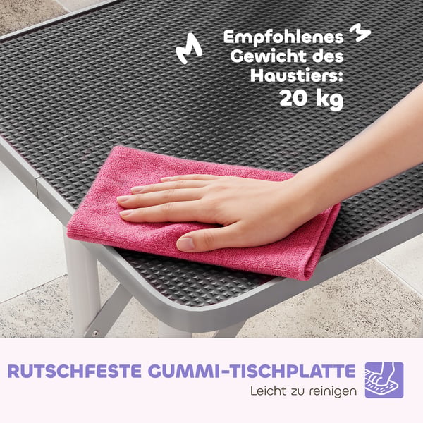 Groomingbord 81x48,5x80 cm, sort, stål, sammenklappelig