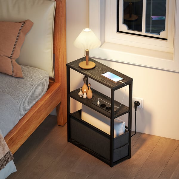 Sidebord, 45x18x60,2 cm, Sort, Opbevaring
