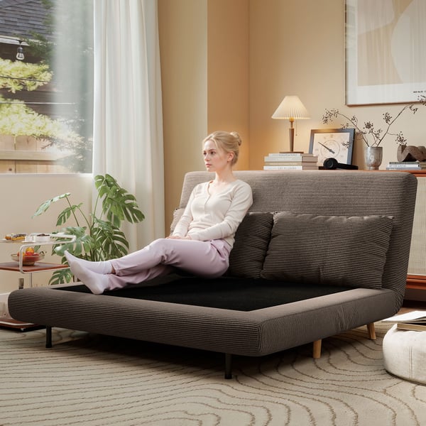 Bäddsoffa, 141x90x81 cm, Brun, Justerbart ryggstöd