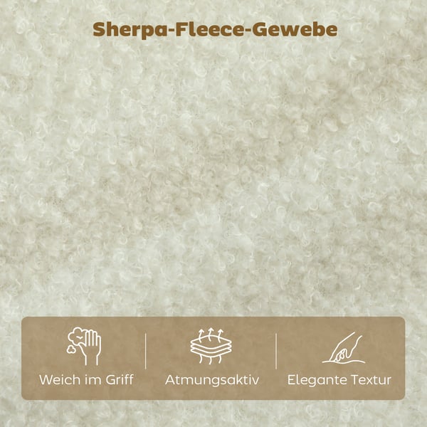 Sofa, 2-personers, 137x69x82 cm, Cremehvid, Sherpa-fleece polstring