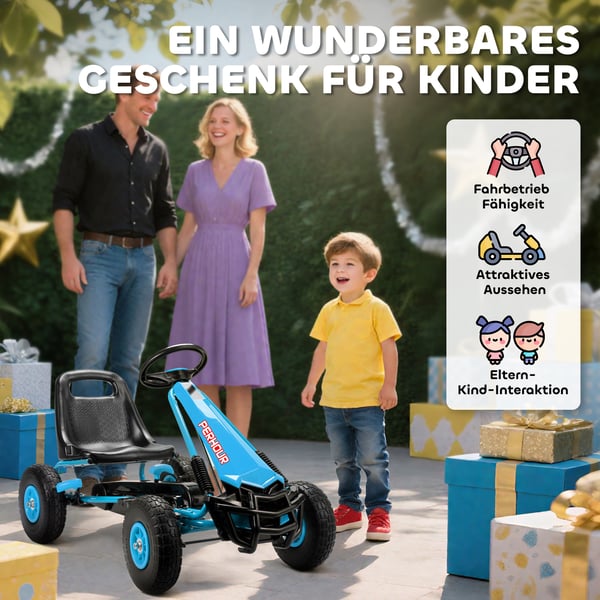 Pedal gokart til børn, 110x61x62 cm, blå, plast