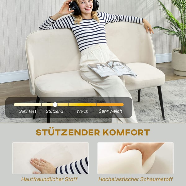 Sohva, 2-istuttava, 127x63x84.5 cm, beige, metallirunko