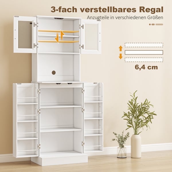 Køkkenskab, Justerbar hylde, 60x39,5x180 cm, Hvid, MDF