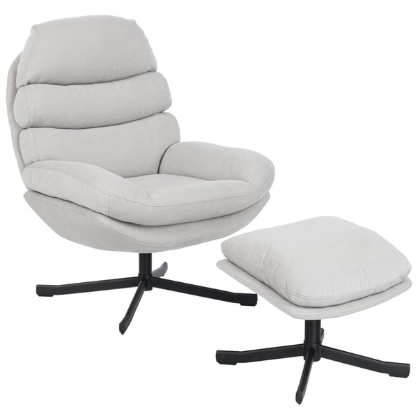 Liggestol med skammel, 78x93x100 cm, Hvid, Chenille stof