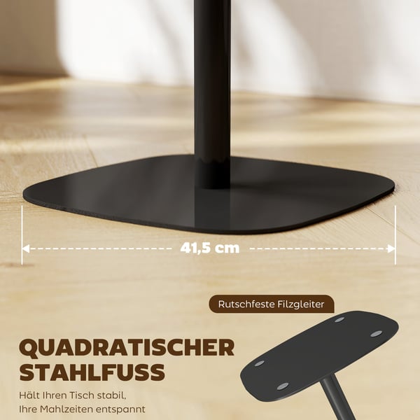 Matbord, 60x60x75 cm, Naturträ+Svart, MDF, Stål