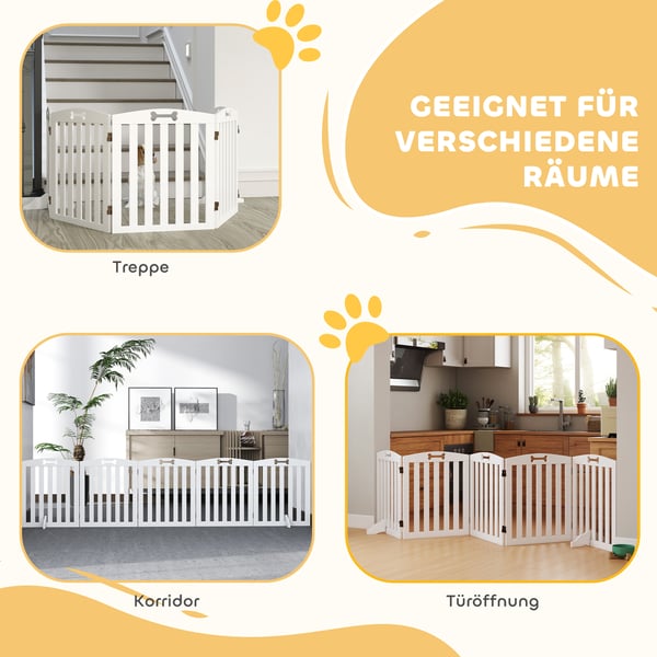 Hundegitter, 258x30x61 cm, Hvid, MDF