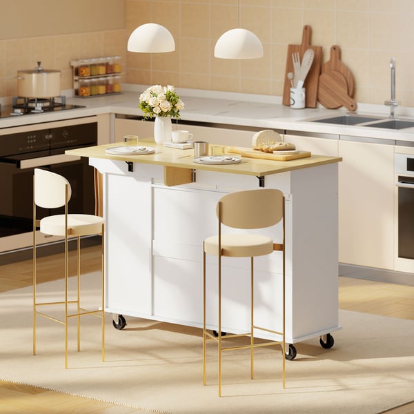 Köksö, Expanderbar yta, 129x65x91 cm, Vit, MDF