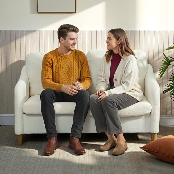 Sofa, 2-personers, 137x69x82 cm, Cremehvid, Sherpa-fleece polstring