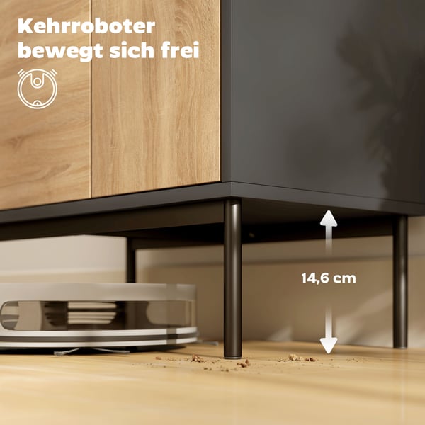 Skænk 60x35x78 cm Sort/Naturtræ, MDF, opbevaring