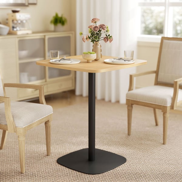 Matbord, 60x60x75 cm, Naturträ+Svart, MDF, Stål