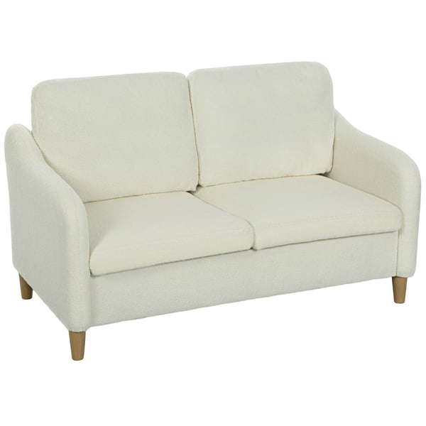 Sofa, 2-personers, 137x69x82 cm, Cremehvid, Sherpa-fleece polstring