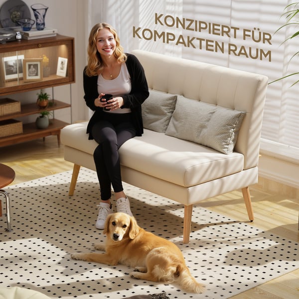 Sofa, 2-personers, 118x68x90 cm, Beige, Hørlook stof