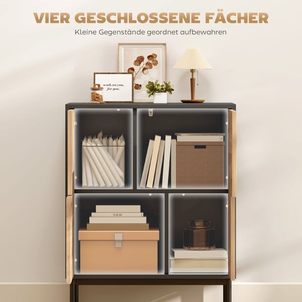 Skænk 60x35x78 cm Sort/Naturtræ, MDF, opbevaring