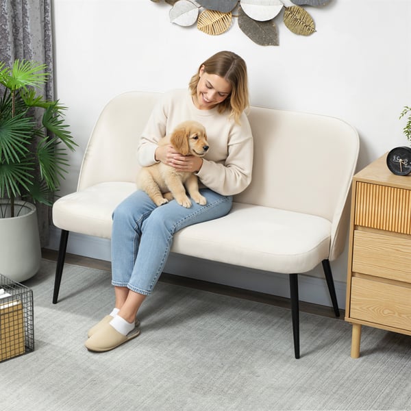 Sohva, 2-istuttava, 127x63x84.5 cm, beige, metallirunko