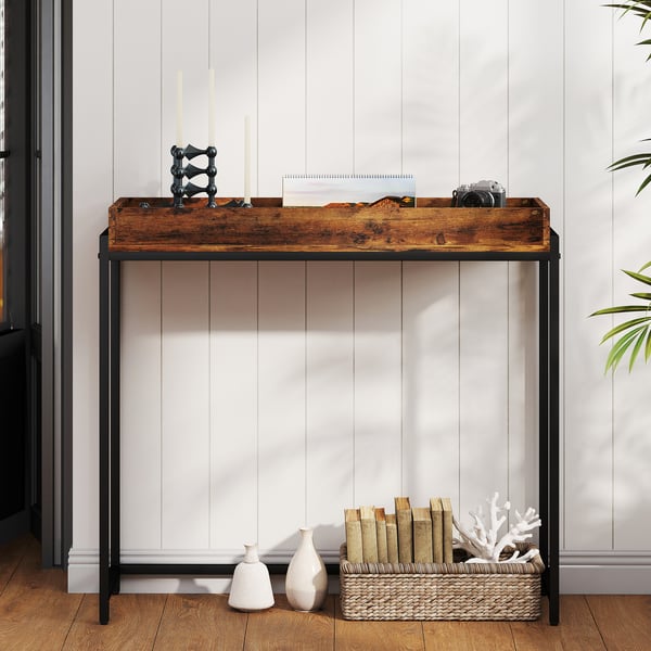Konsolbord, 100x30x91 cm, Brun, Metal og Spånplade