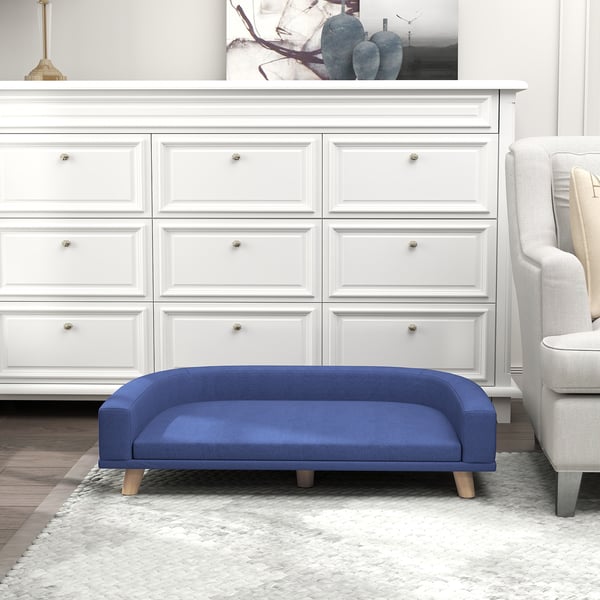 Hundesofa, 98x67x25 cm, Blå, Eukalyptustræ
