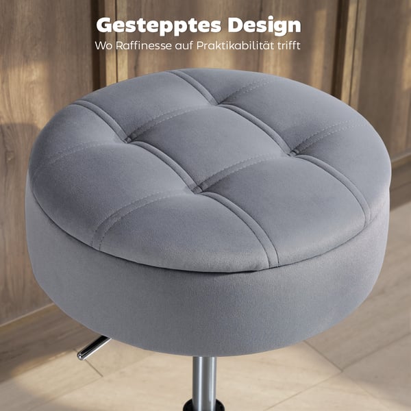 Barstol, 39x39x65 cm, Grå, Sammetklädsel