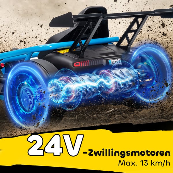 Elektrisk Gokart 119x77x54 cm Blå, nylondäck, metallram