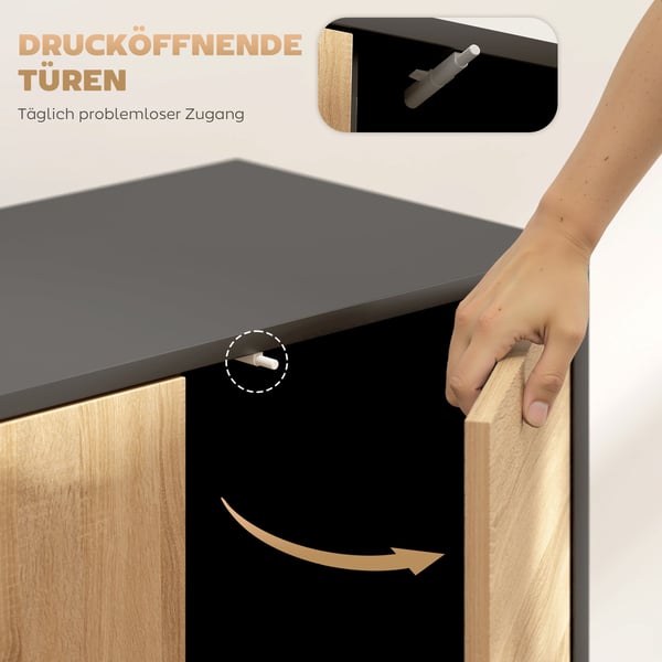 Skænk 60x35x78 cm Sort/Naturtræ, MDF, opbevaring