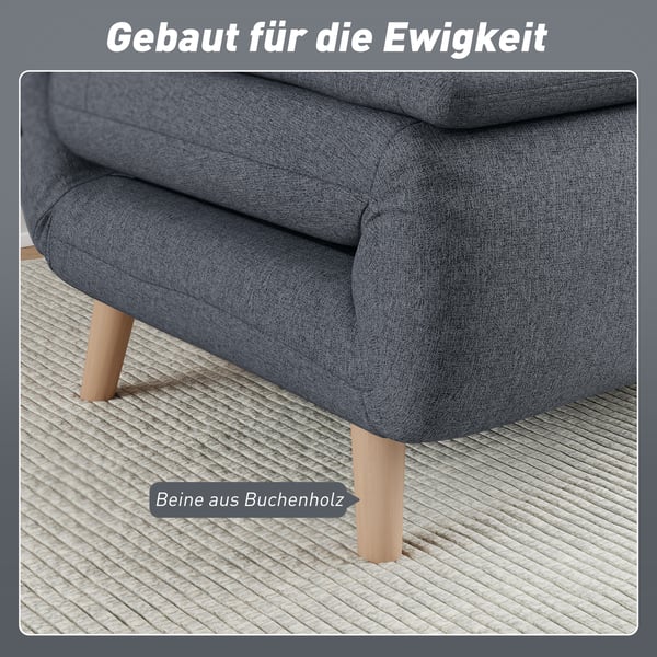 Sovesofa stol, 3-i-1 med justerbart ryglæn, 95x90x80 cm, grå, polyester