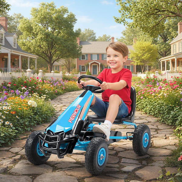 Pedal gokart til børn, 110x61x62 cm, blå, plast