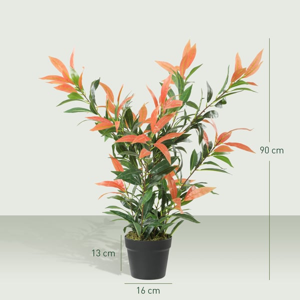 Kunstig Photinia plante, 45x45x90 cm, rød grøn, plast