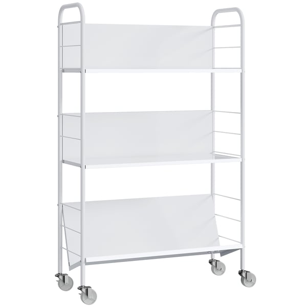 Bogreol, 69x26x108 cm, Hvid, Metal