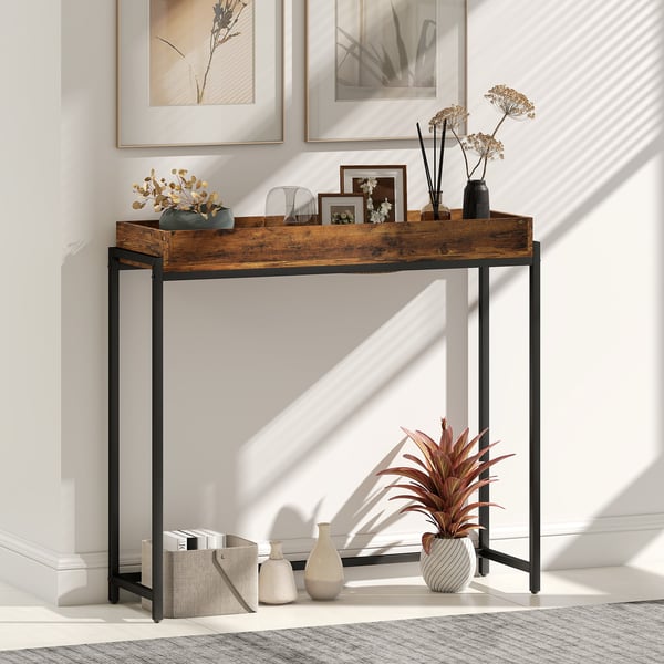 Konsolbord, 100x30x91 cm, Brun, Metal og Spånplade