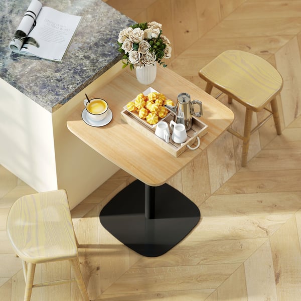 Matbord, 60x60x75 cm, Naturträ+Svart, MDF, Stål