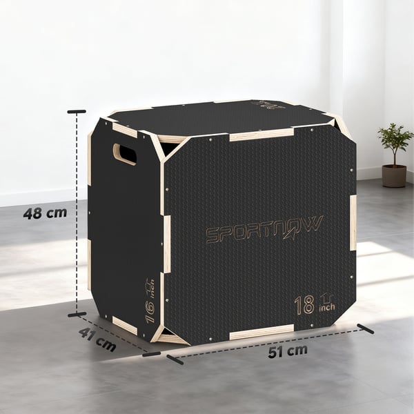 Plyometrisk hoppbox, 51x48x41 cm, Svart, Plywood