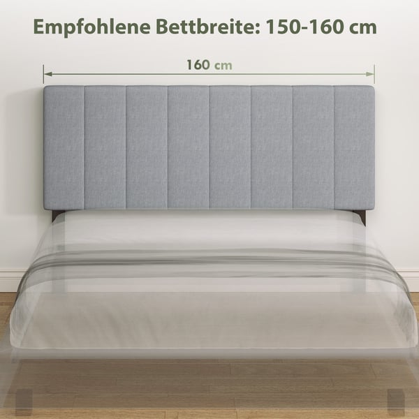 Sängynpääty 160x10x106/116/126 cm harmaa, metalli