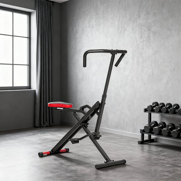 Træningsmaskine, Justerbar, 57x105x115 cm, Rød, Metal, Sammenklappelig