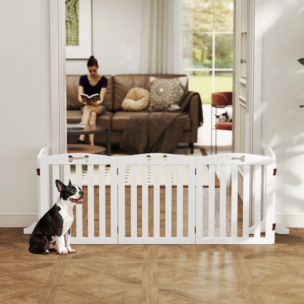 Hundegitter, 258x30x61 cm, Hvid, MDF