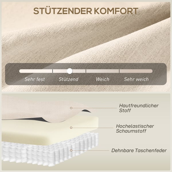 Sofa, 2-personers, 118x68x90 cm, Beige, Hørlook stof
