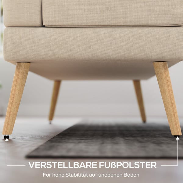 Sofa, 2-personers, 118x68x90 cm, Beige, Hørlook stof
