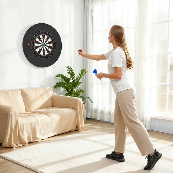 Darttavla set, 71.5x3.8x71.5 cm, Svart, Sisalplast