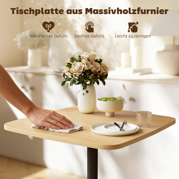 Matbord, 60x60x75 cm, Naturträ+Svart, MDF, Stål