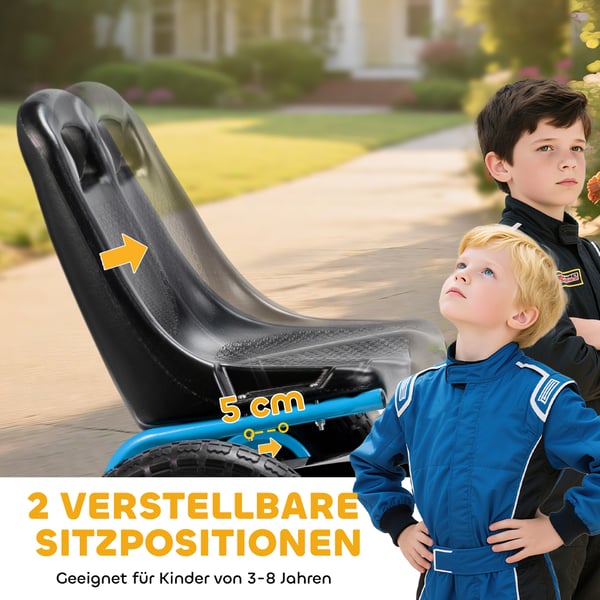 Pedal gokart til børn, 110x61x62 cm, blå, plast